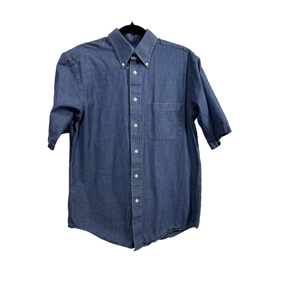 Turnbury Mens Blue Short Sleeve Button Down Shirt SZ S
